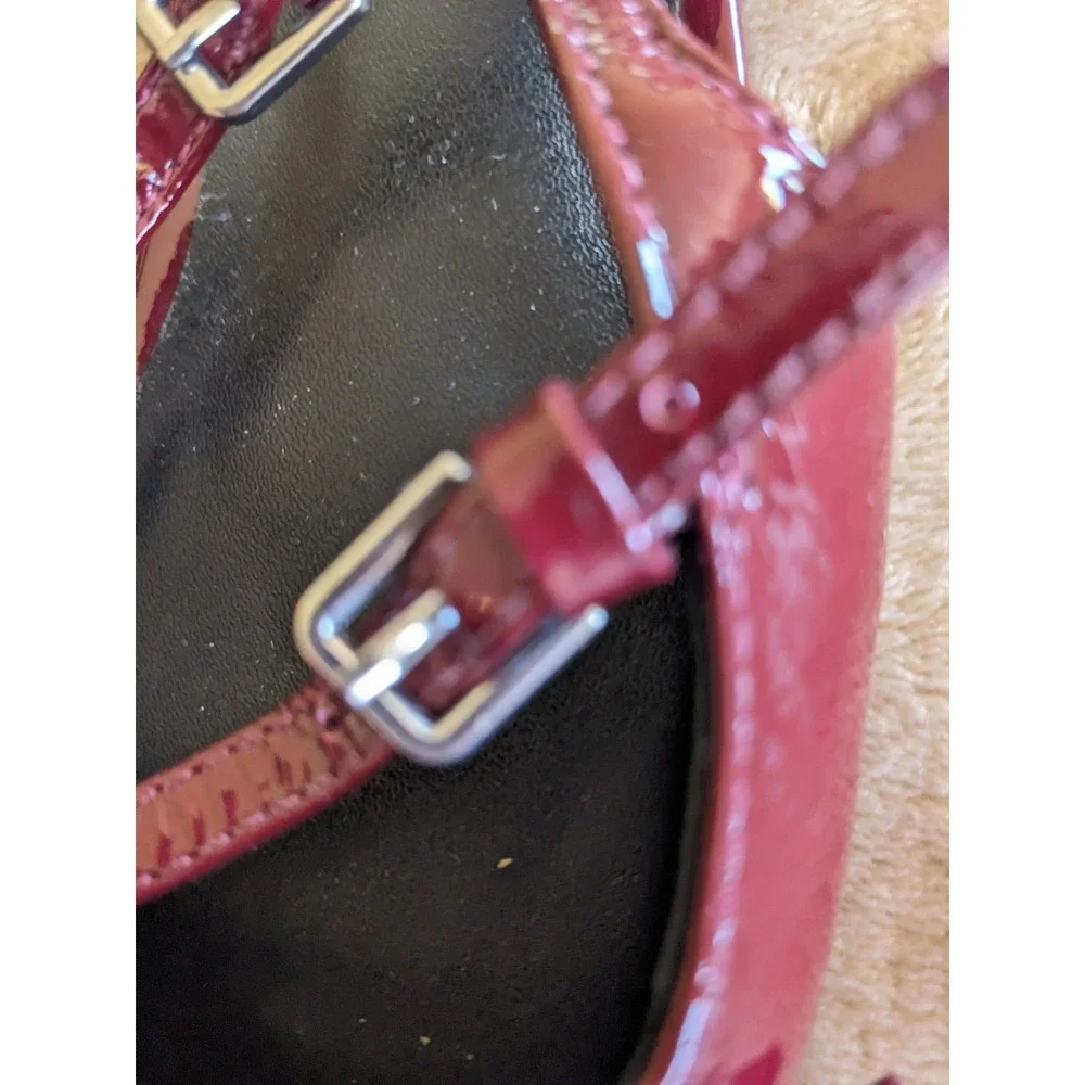 Steve Madden Peony Burgundy Patent Multi Strap Pointed Toe Slingback Flats 7.5M